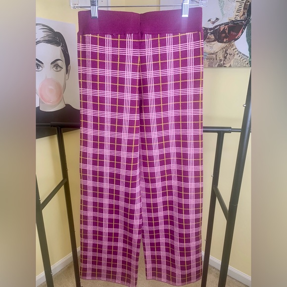 💫HP‼️💫 NWT DAYDREAMER Boysenberry Plaid Pant in Burgundy/Pink/Yellow, Size XS - Picture 8 of 8